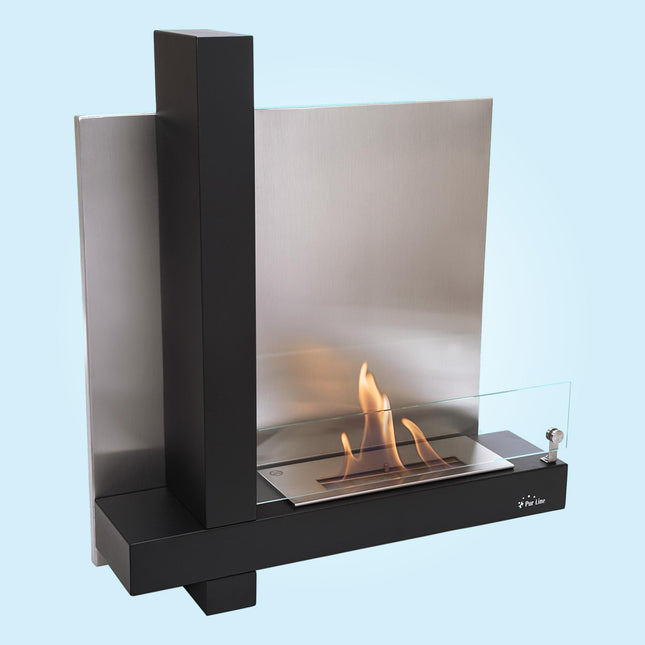 Chimenea de etanol mural en acero inoxidable negro