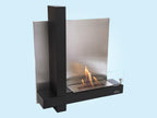 Versatile black stainless steel wall-mounted ethanol fireplace