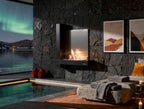 Versatile black stainless steel wall-mounted ethanol fireplace