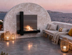 Versatile black stainless steel wall-mounted ethanol fireplace