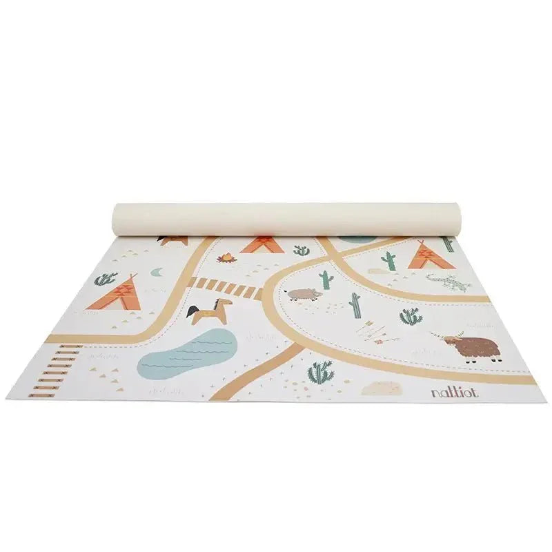 Tapete infantil em vinil reciclado, estilo campestre.