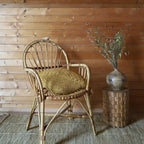 Bohemian crochet cushion with pompom | Mustard cotton