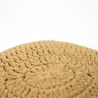 Bohemian crochet cushion with pompom | Mustard cotton