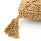 Bohemian crochet cushion with pompom | Mustard cotton