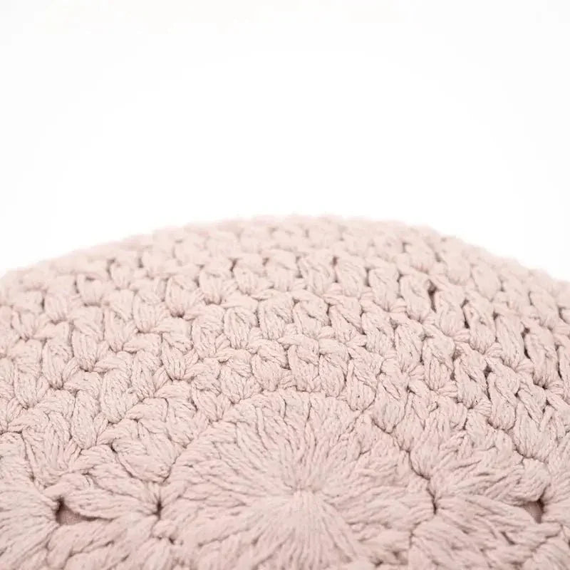 Almofada decorativa boémia em crochet de algodão | Pluma Rosa Nude