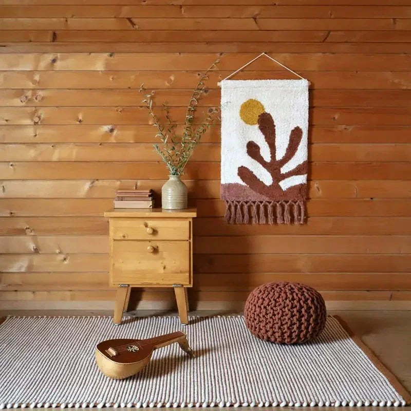 Decoración mural en algodón hecho a mano | Estilo botánico bohemio