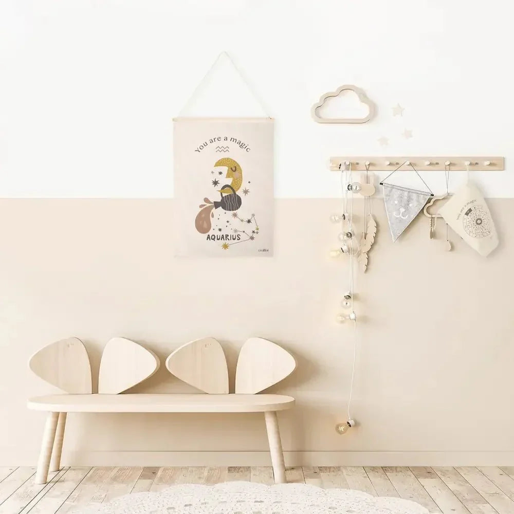 Mural decorativo de horóscopo zodíaco acuario para niños