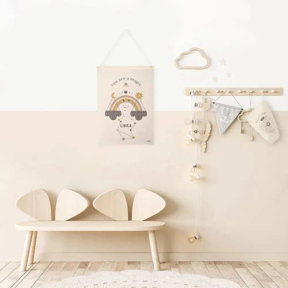 Zodiac wall mural for children with a horoscope | Libra sign