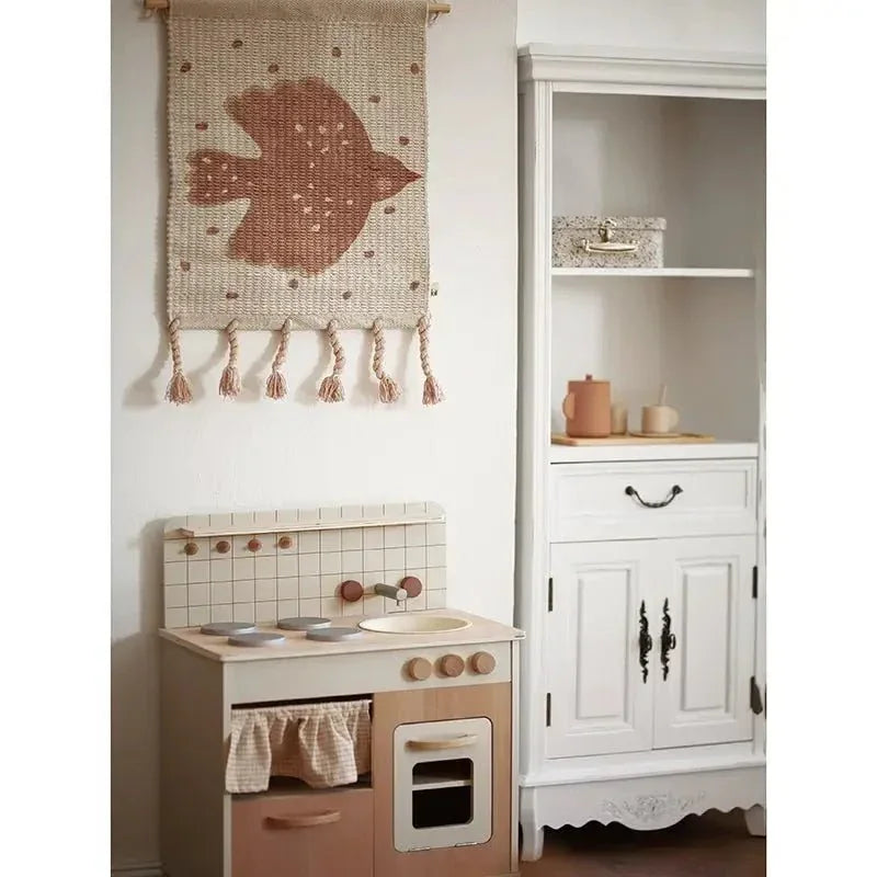 Decoración mural infantil con pájaro sweet birdy en algodón