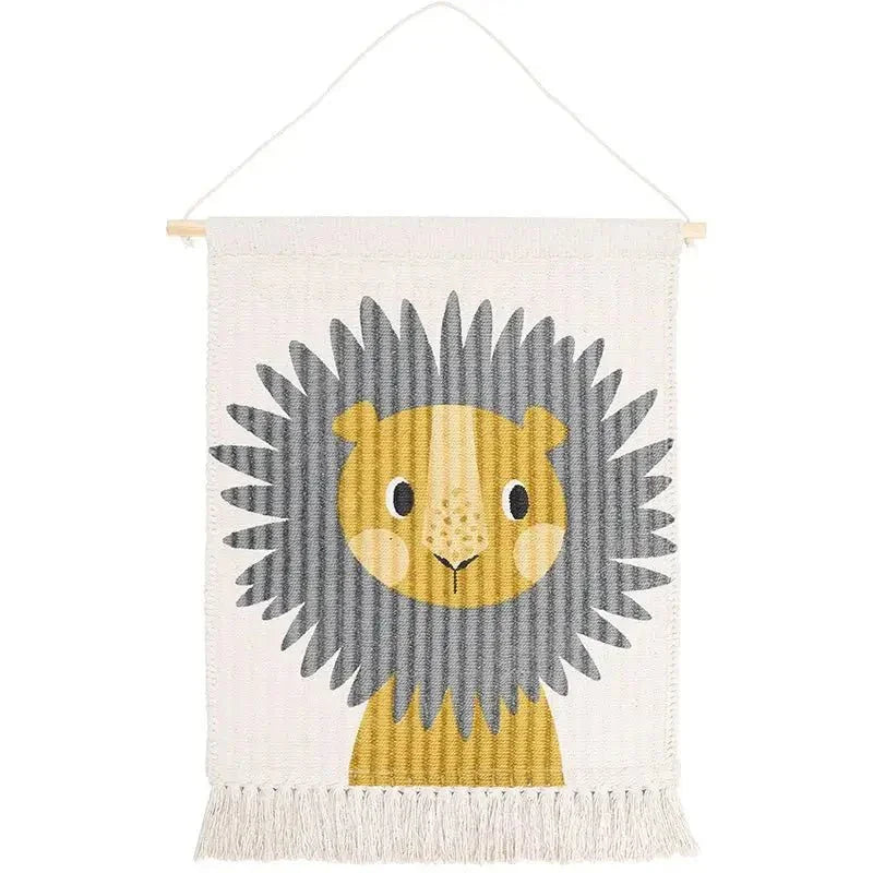 Decoración mural de león tejida a mano | Para habitación de niños