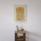 Decoración mural Minerva en lana tejida amarillo limón