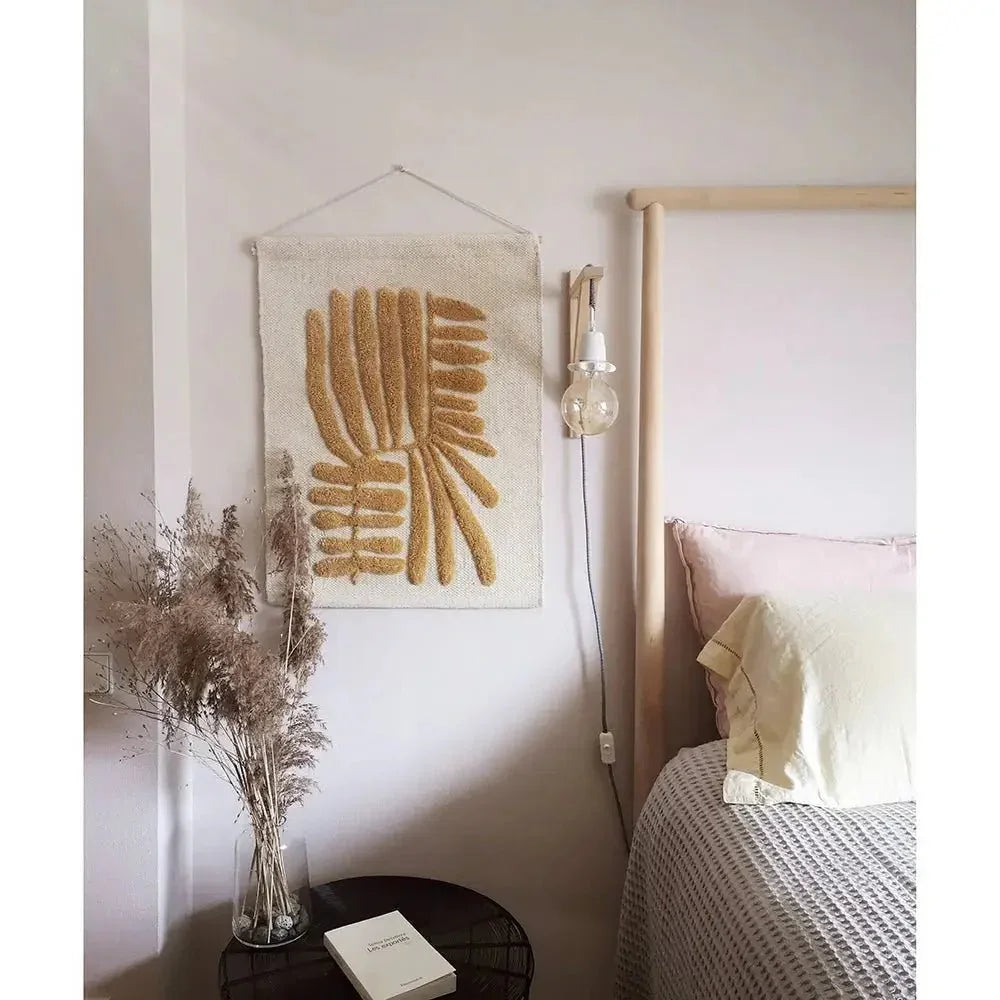 Decoración mural Minerva en lana tejida amarillo limón