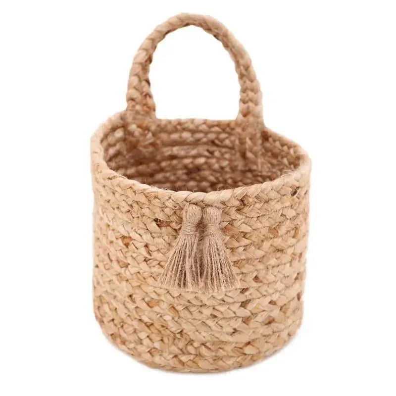 Cesta de yute colgante tejida a mano | para hogar bohemio