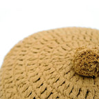 Cojín decorativo redondo de crochet en algodón | mostaza