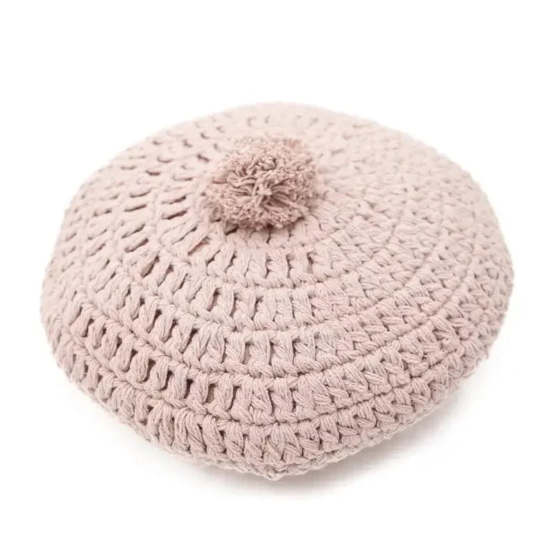 Almofada redonda em algodão tricotado | Decoração boémia