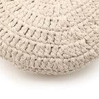 Round crochet decorative cushion in ecru cotton