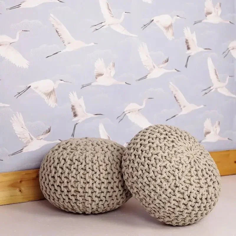 Handwoven cotton children's pouf | Modern colors