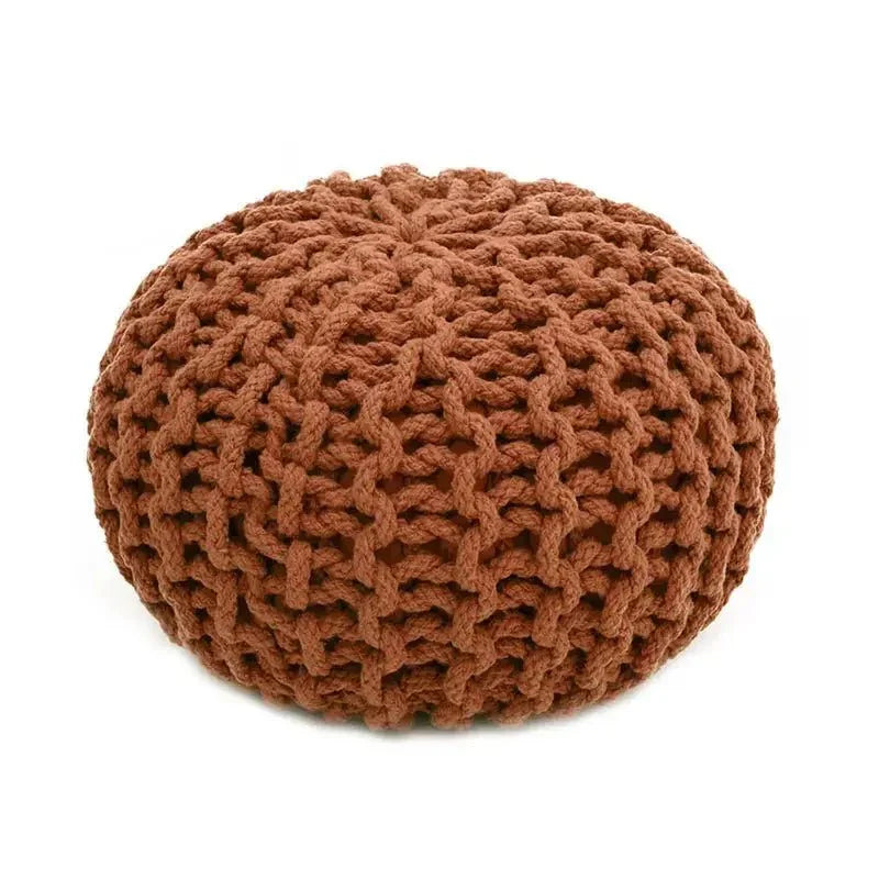 Knitted cotton pouf for children | Sienna