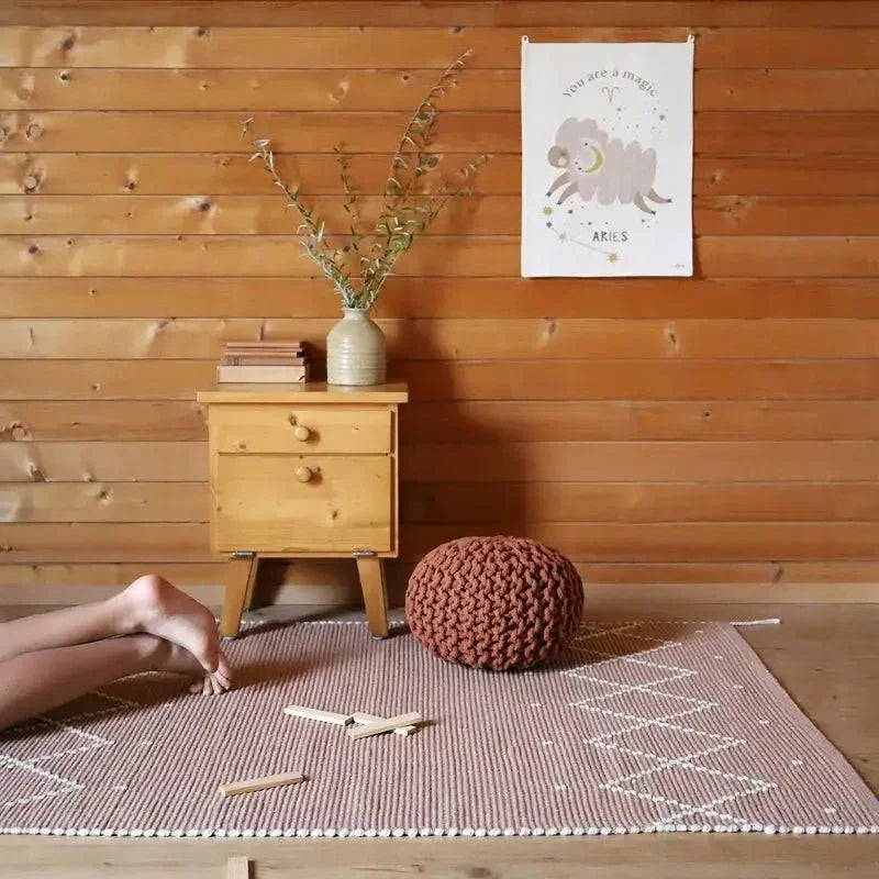 Hand-knitted cotton children's pouf | Sienna