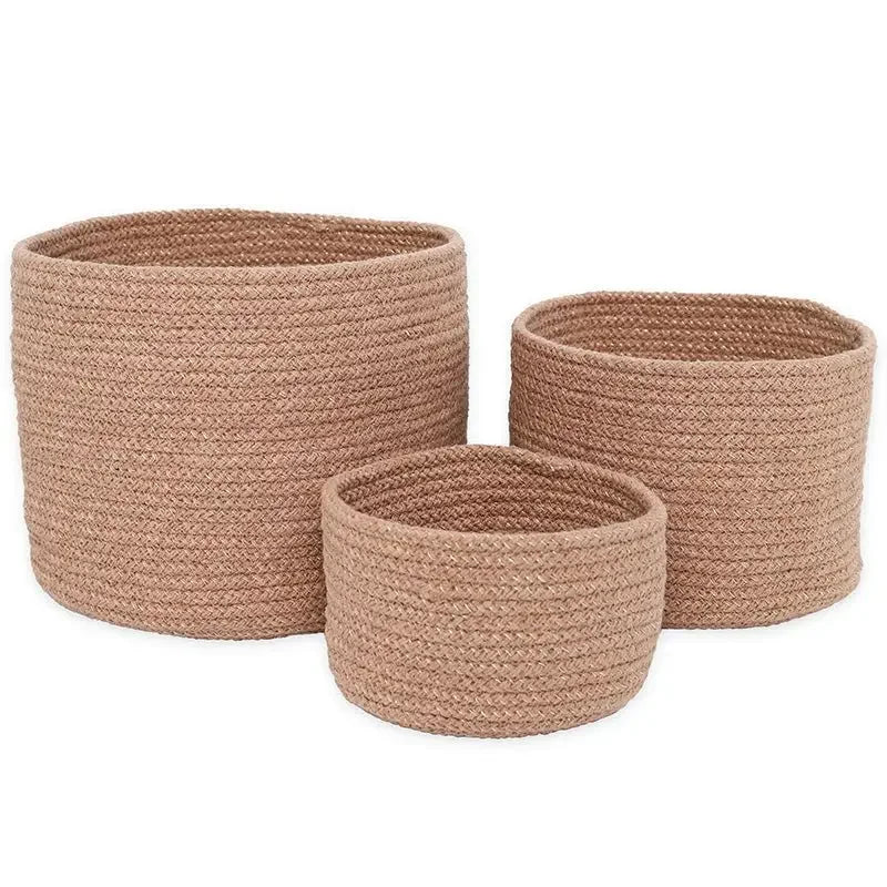 Cotton rope baskets, 3-piece set | Practical and golden design