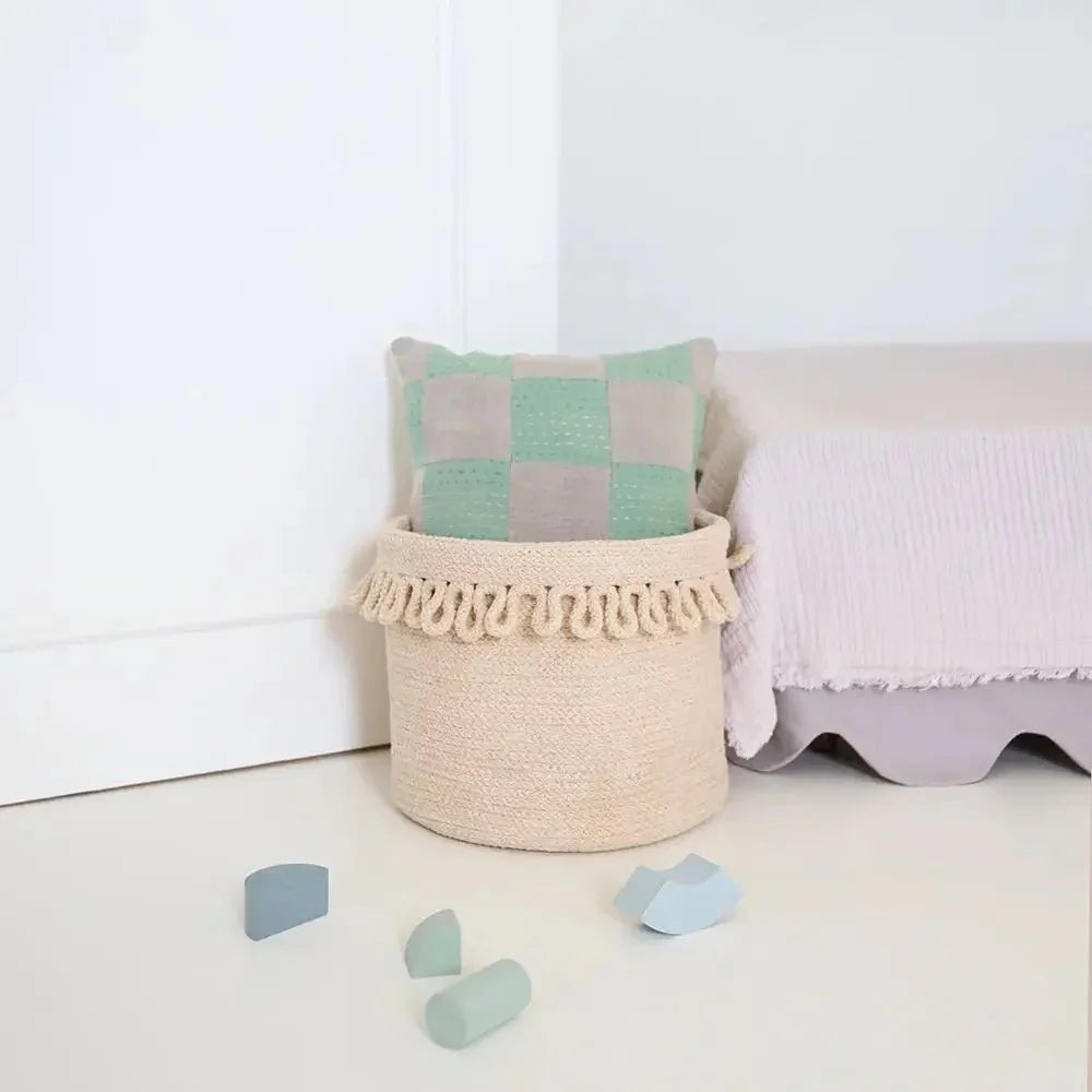 Cesta cuerda algodón con diseño pétalos | Organización hogar