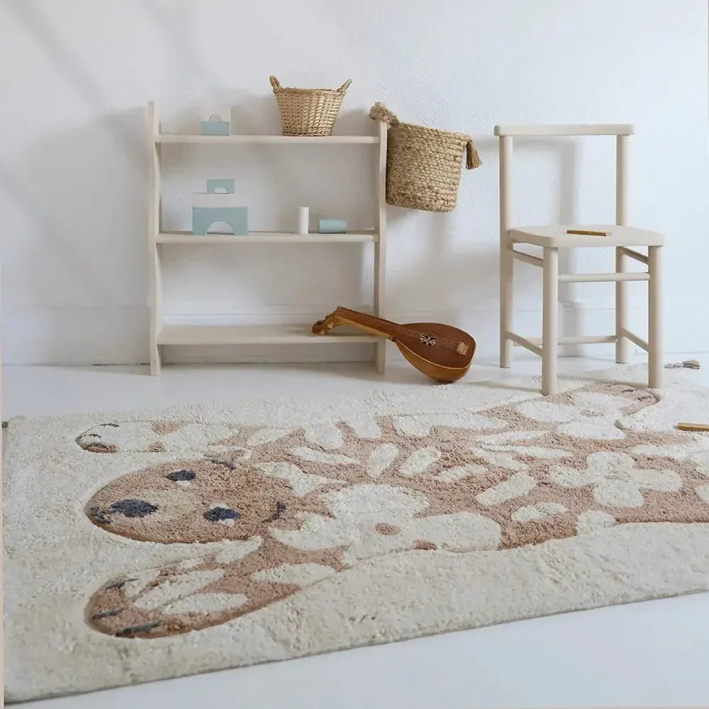 Soft cotton children's rug with floral design | 100x150 cm