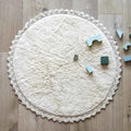 Alfombra infantil lavable redonda suave | 110 cm ecru