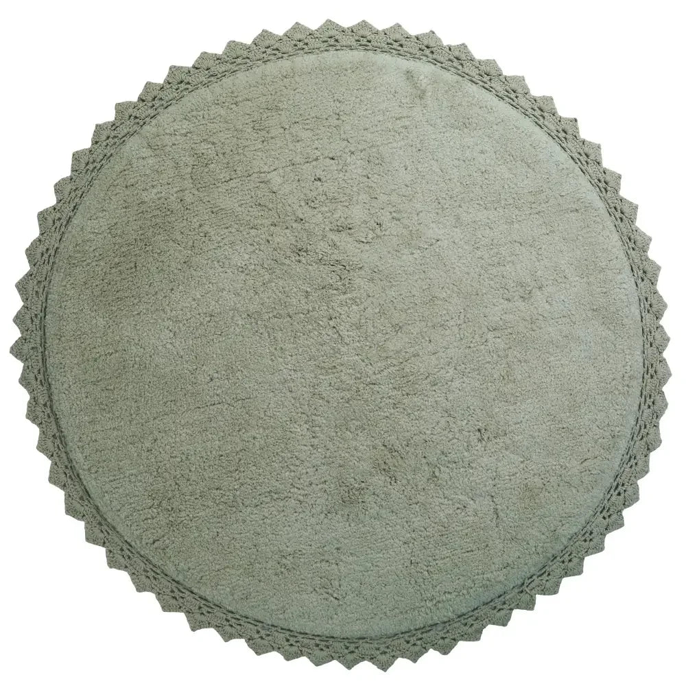 Pearl round soft children's rug 110 cm | olive