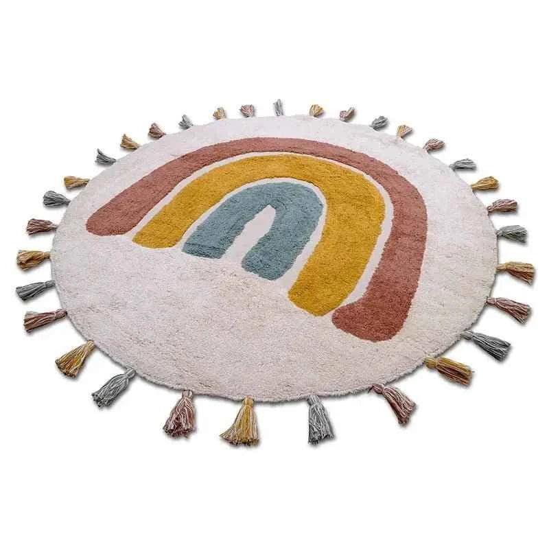 Alfombra infantil rainbow de algodón lavable a máquina 110 cm