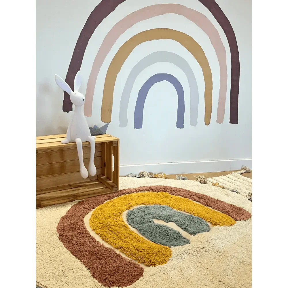 Alfombra infantil rainbow de algodón lavable a máquina 110 cm
