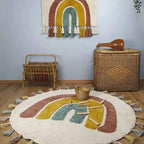 Alfombra infantil rainbow de algodón lavable a máquina 110 cm