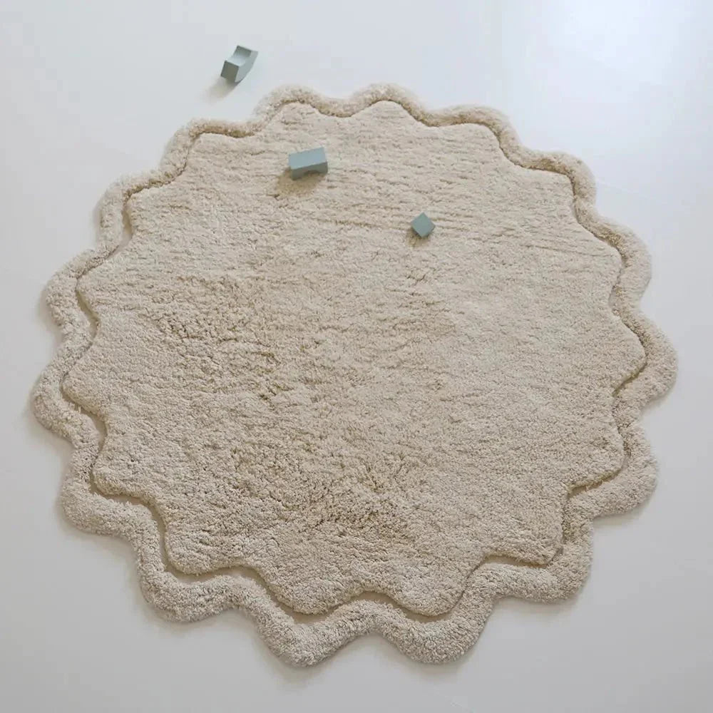 Alfombra infantil 110 cm algodón ecru | Lavable en lavadora