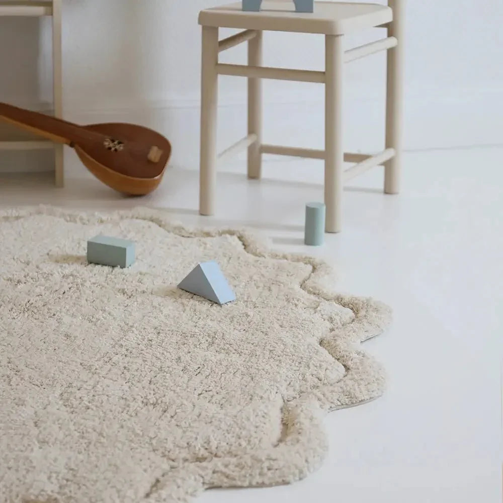 Alfombra infantil 110 cm algodón ecru | Lavable en lavadora