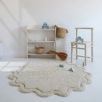 Alfombra infantil 110 cm algodón ecru | Lavable en lavadora