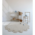 Alfombra infantil 110 cm algodón ecru | Lavable en lavadora
