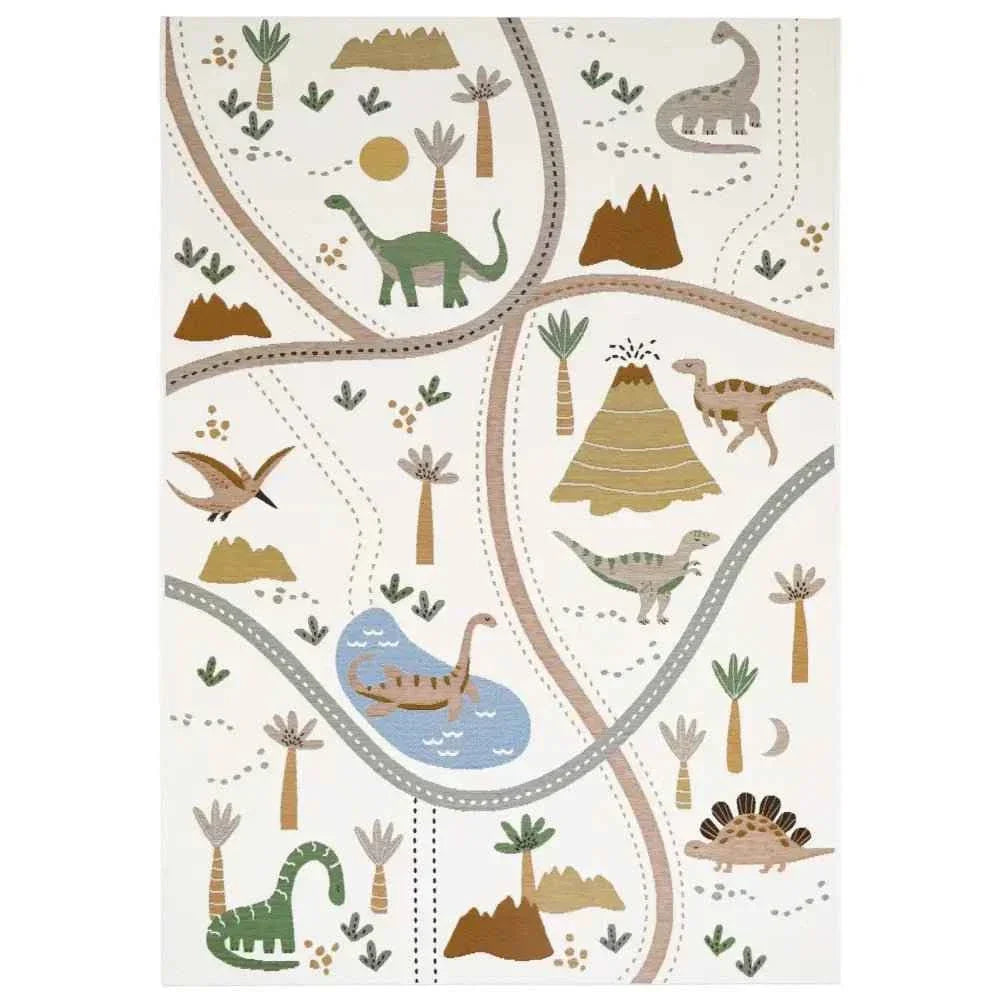 Alfombra infantil Little Jurassic 120x180 | Fondo blanco