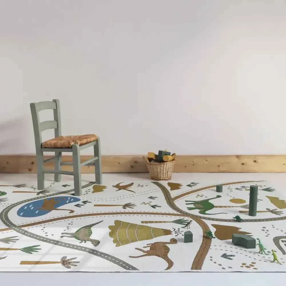Alfombra infantil Little Jurassic 120x180 | Fondo blanco