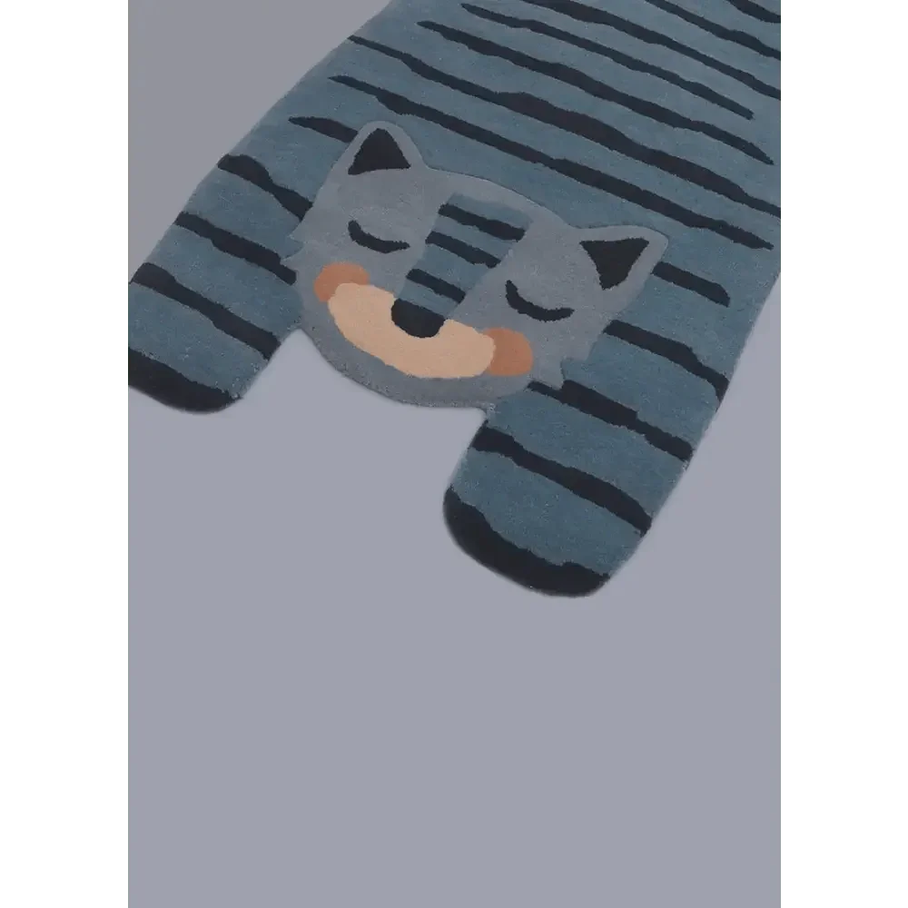 alfombra infantil 125 cm blue tiger diseño poético | lavable