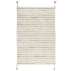 Alfombra infantil de terciopelo con rayas | azul y beige