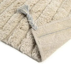 Alfombra infantil de terciopelo con rayas | azul y beige