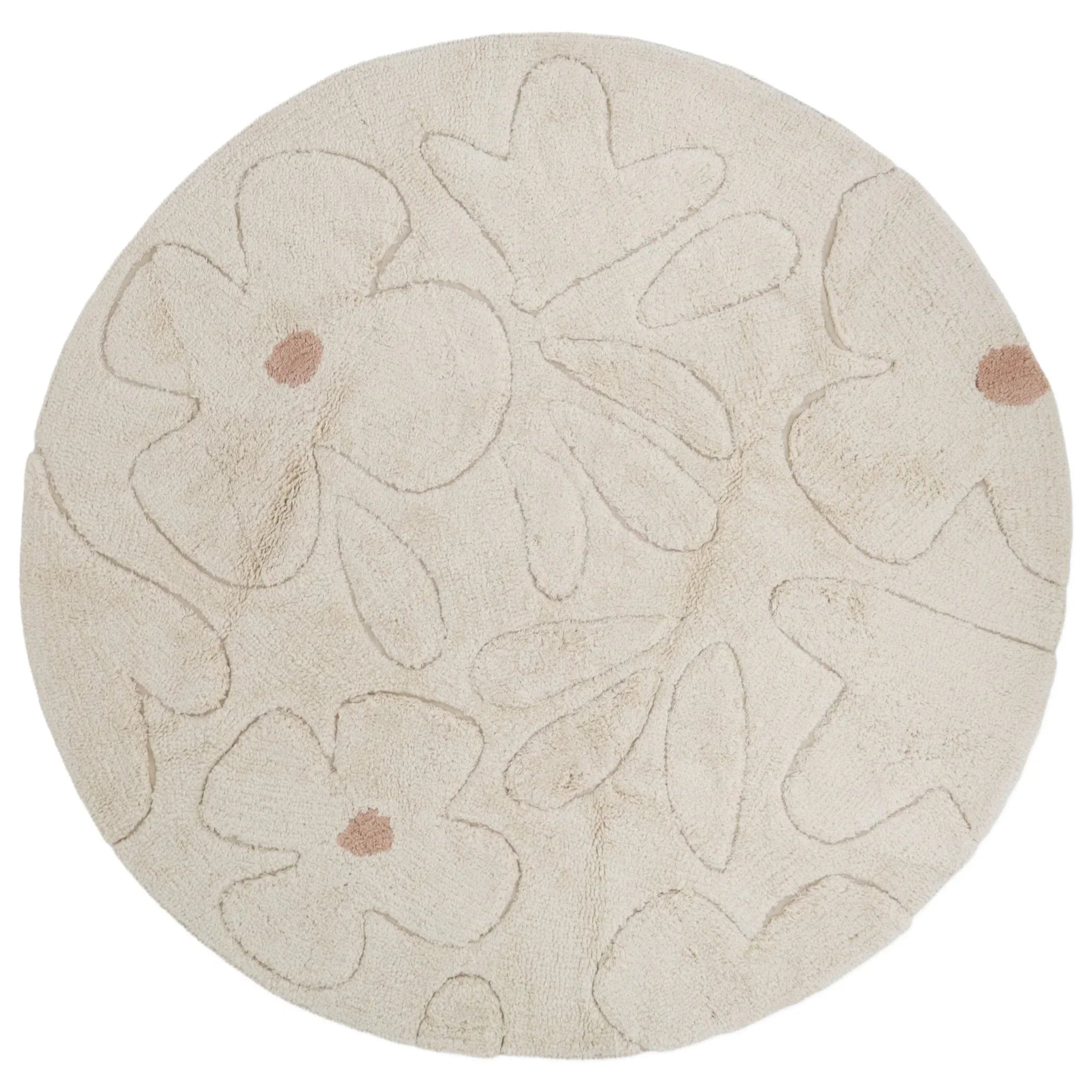 Washable children's rug with round floral motifs, 140 cm
