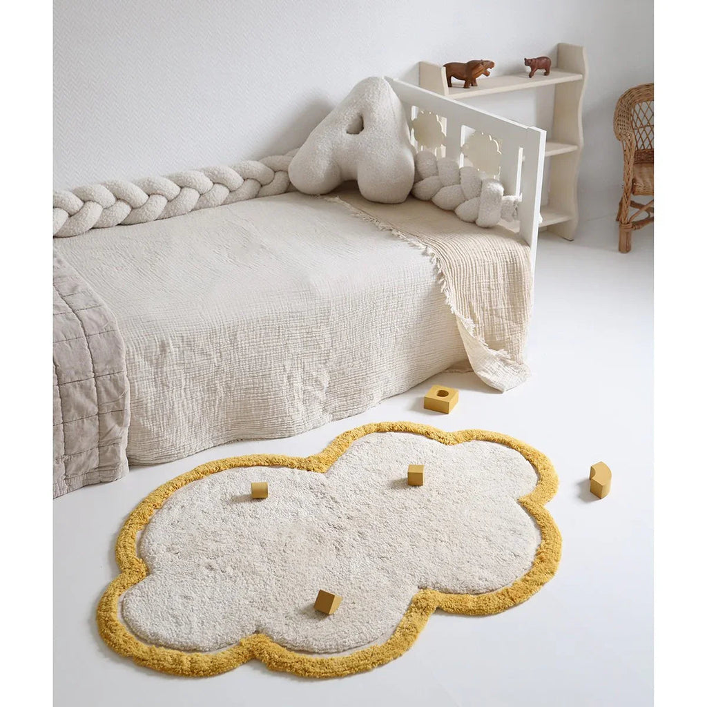 Tapete infantil em algodão em forma de nuvem | amarelo