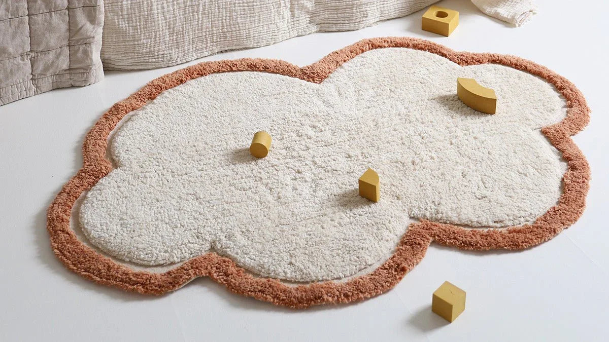 Alfombra infantil de algodón en forma de nube | Marrón caramelo