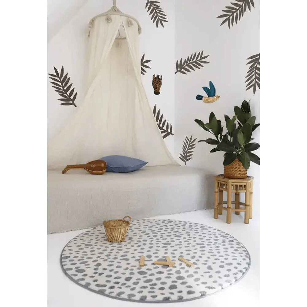 Alfombra infantil redonda suave con diseño animal | 120cm