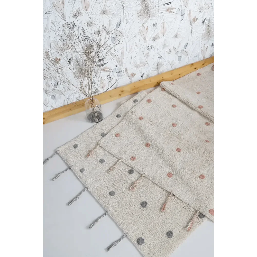 Gray polka dot children's rug 100x150 cm | soft and comfortable