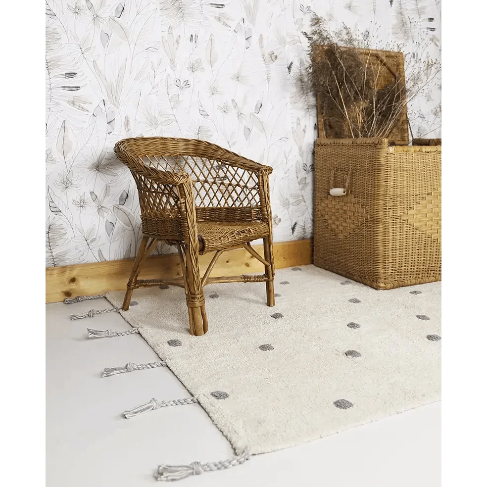 Tapete infantil com bolinhas cinzento, 100x150 cm | macio e confortável