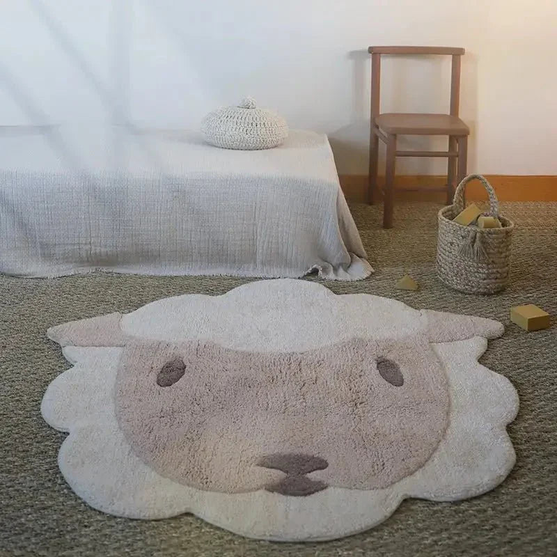 Alfombra infantil de algodón tejida a mano | 100x110 cm