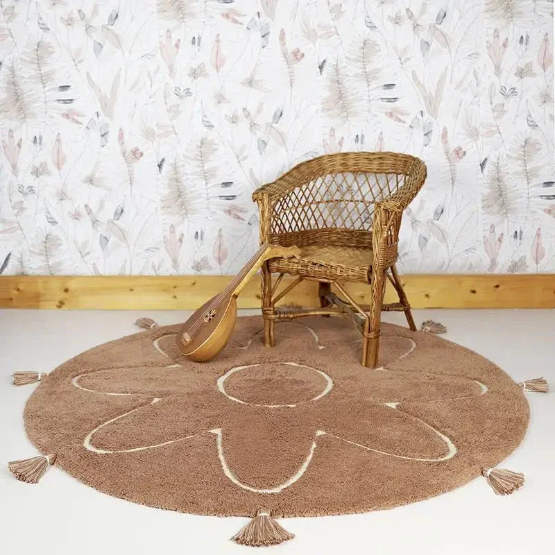 Alfombra infantil redonda 110 cm | Marrón rosado
