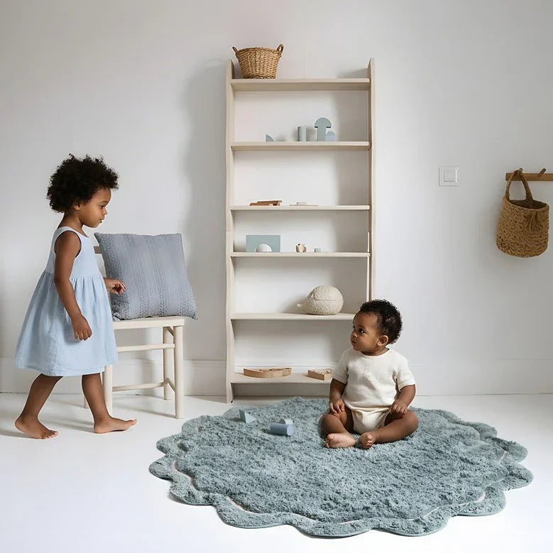 Alfombra lavable infantil de 110 cm suave en aqua