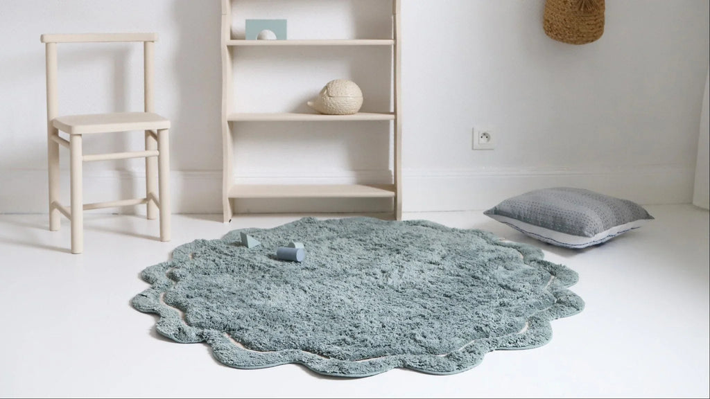 Alfombra lavable infantil de 110 cm suave en aqua